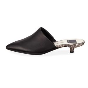 Dolce Vita Mules Black Kitten Heel Snakeskin Shoes